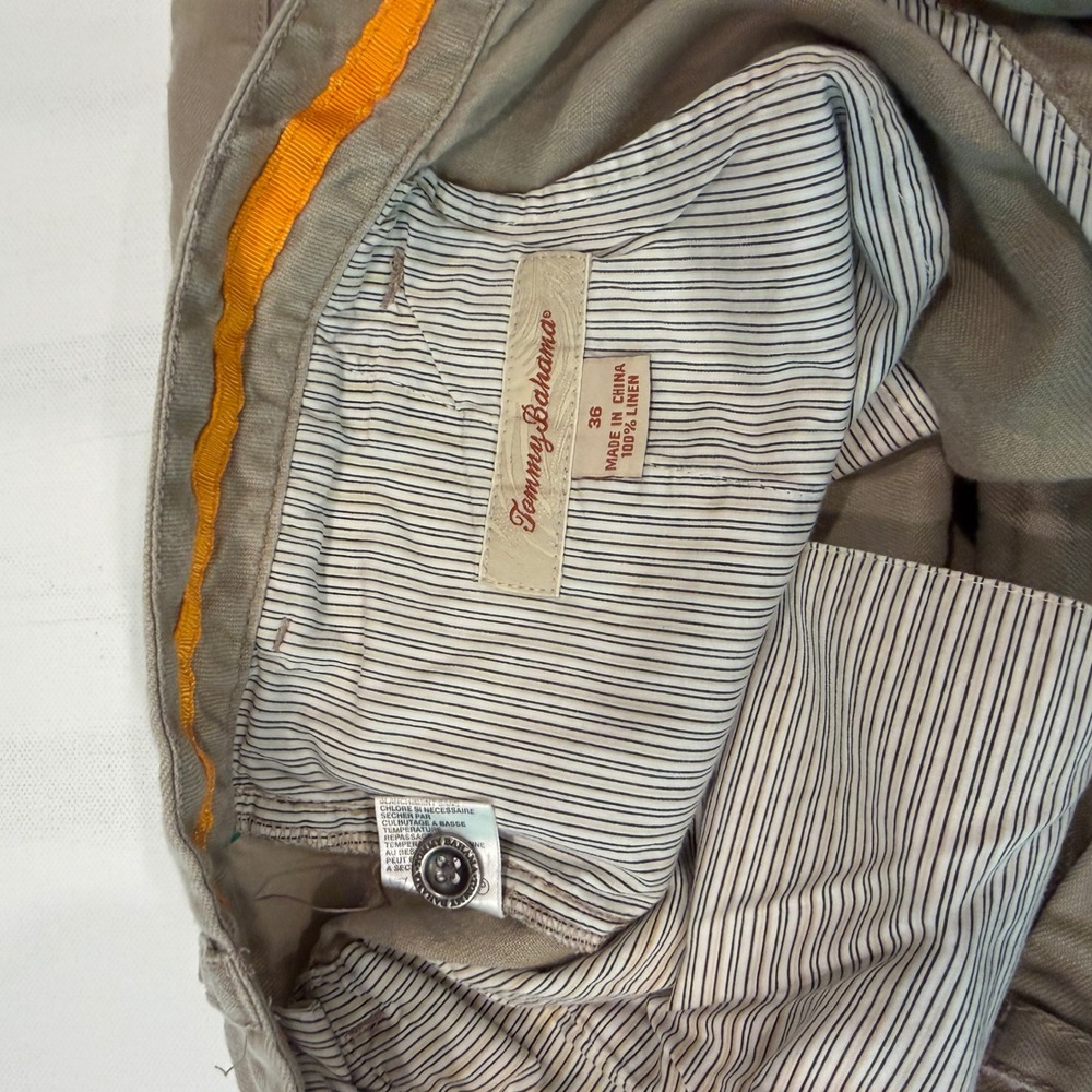 Tommy Bahama Paradise Nation Mens Khaki Tan 100% Linen Shorts Size 36 - Picture 3 of 8